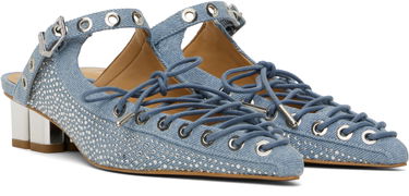 Sneakers och skor GANNI GANNI Denim Lace-Up Mules Blå | S2926, 3