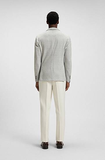 Jacka BOSS Slim Fit Checked Stretch Blazer Grå | 50551598, 1