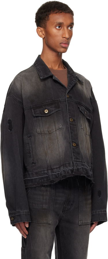 Jacka We11done Distressed Denim Jacket Svart | WD-DJ3-24-310-U-BK, 1