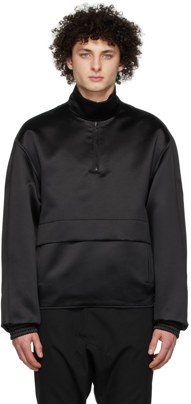 Sweatshirt We11done We11done Half-Zip Mock Neck Polyester Anorak Svart | WD-JK1-22-075-M-BK