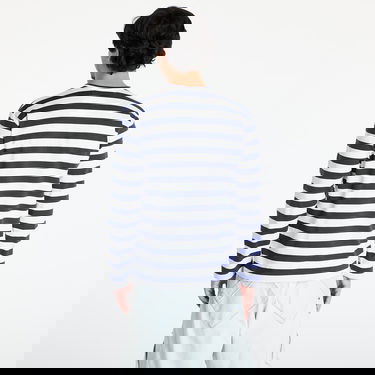T-shirt Comme des Garçons Comme des Garçons PLAY Stripe Emblem Long Sleeve T-Shirt with Rhinestone Mörkblå | AX-T805 NAVYxWHITE, 3