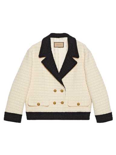 Jacka Gucci Double-Breasted Tweed Jacket Beige | 731310 ZAK59 9791