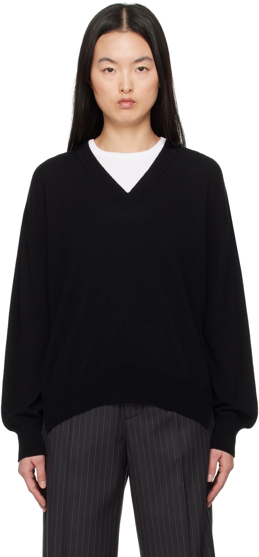 Sweater &Daughter &Daughter Tahra Cashmere V-Neck Sweater Svart | CH04632