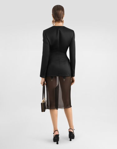 Kjol Dolce & Gabbana Dolce & Gabbana Chiffon Voile Calf-Length Skirt Svart | F4BBYTFUAA1N0000, 2