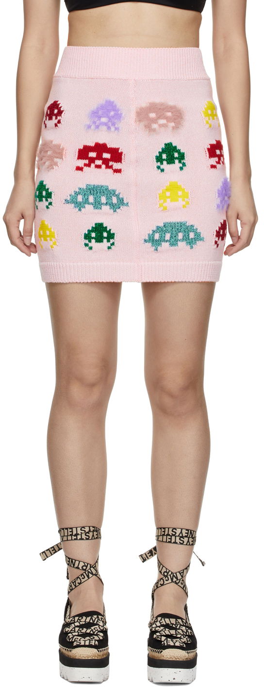 Kjol Stella McCartney Stella McCartney Gamer Knit Mini Skirt Rosa | 6042883S2328
