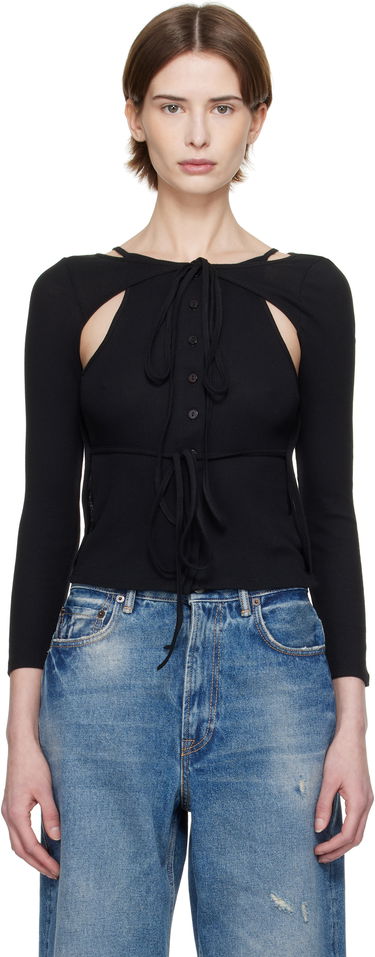 Sweater Eckhaus Latta Eckhaus Latta Ribbed Cutout Top Svart | 1207-EL-PS25-A -, 0