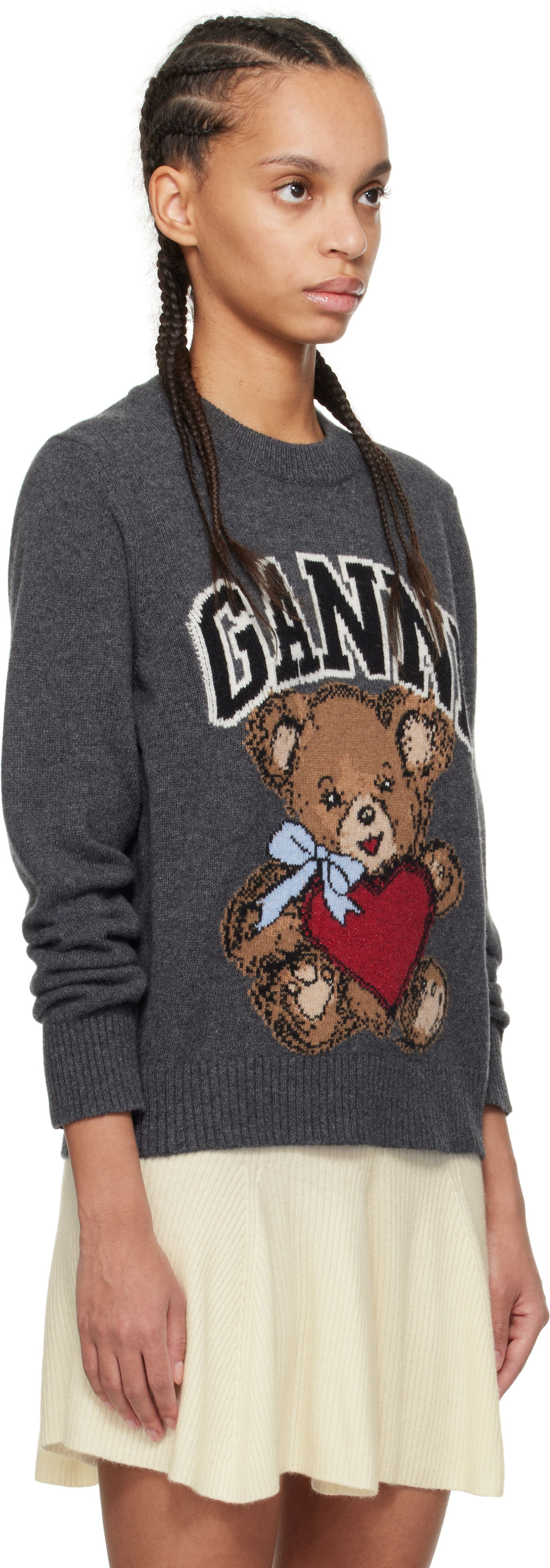 Sweater GANNI GANNI Graphic Bear Sweater Grå | K2370, 1