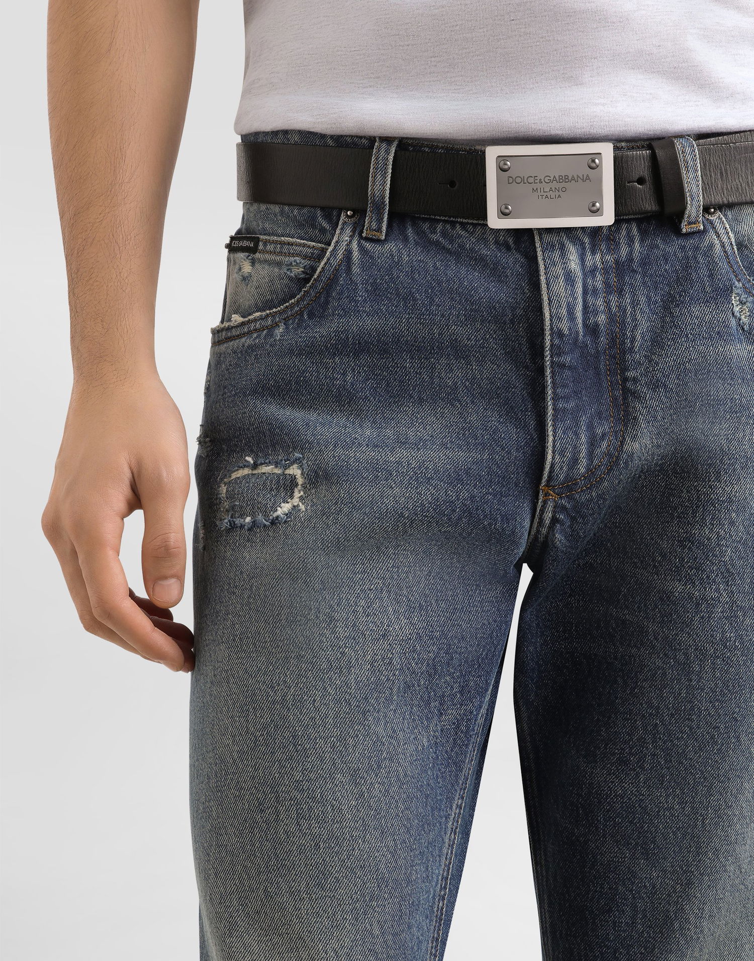 Jeans Dolce & Gabbana Dolce & Gabbana Regular Fit Distressed Jeans Blå | GYJCCDG8NK1S9001, 1