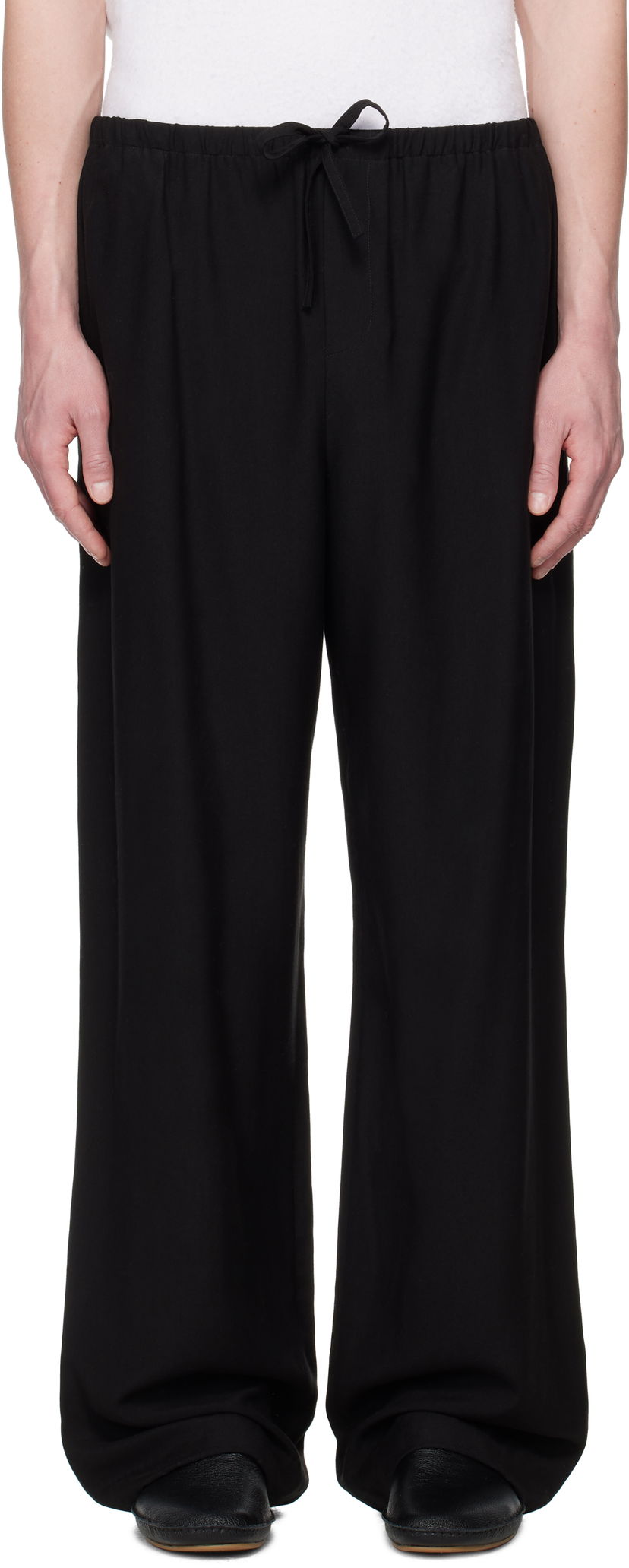 Byxor The Row The Row Xon Drawstring-Waist Trousers Svart | 990-W3893