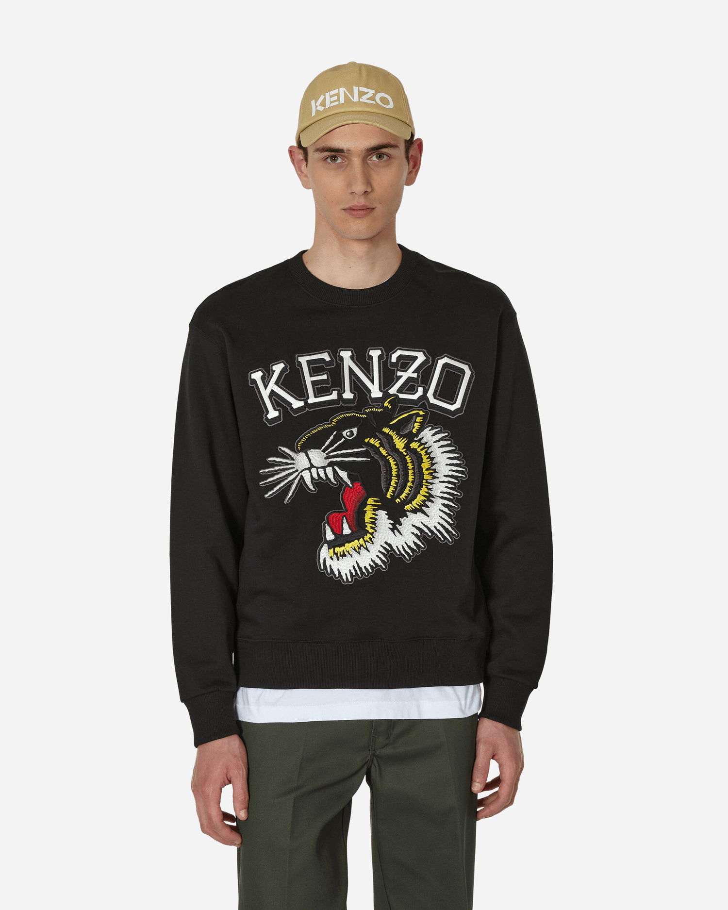 Sweater KENZO Tiger Varsity Jungle Crewneck Svart | FD65SW0494MF 99J, 1