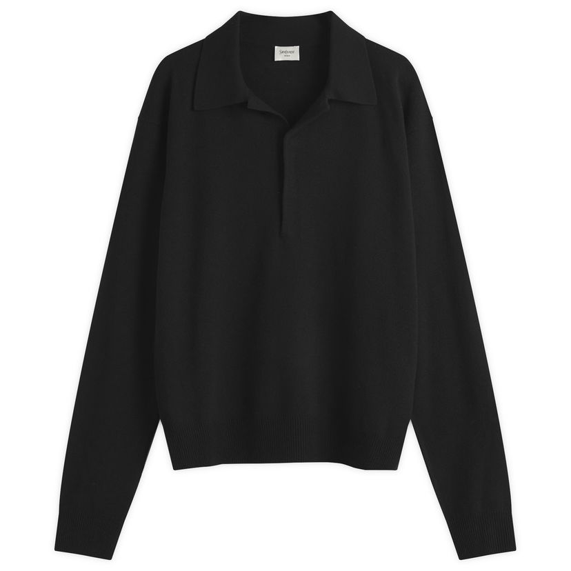 Sweater Saint Laurent Saint Laurent Long Sleeve Knitted Polo Shirt Svart | 817251-Y76XM-1000