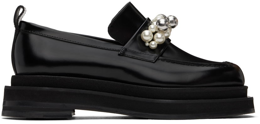 Kläder Simone Rocha Simone Rocha Bell Charm Heart Toe Platform Loafers Svart | LOF1B 0740