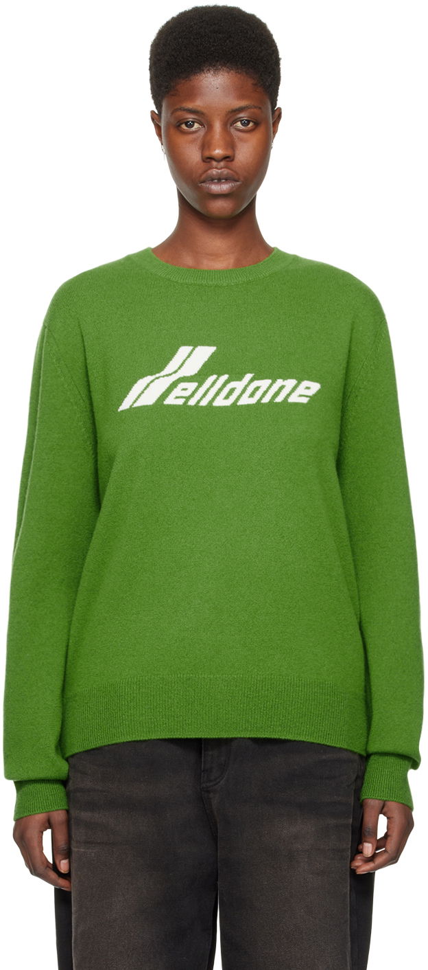 Sweater We11done Jacquard Sweater Grön | WD-KT0-24-605-U-OV