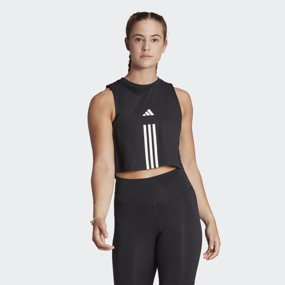 Crop top adidas Originals Train Essentials Train Cotton 3-Stripes Crop Top Svart | HR7847, 0