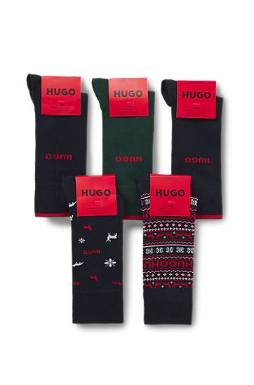 Strumpor BOSS Five-pack regular-length socks with assorted patterns and logo detailing Flerfärgad | 50546686, 1