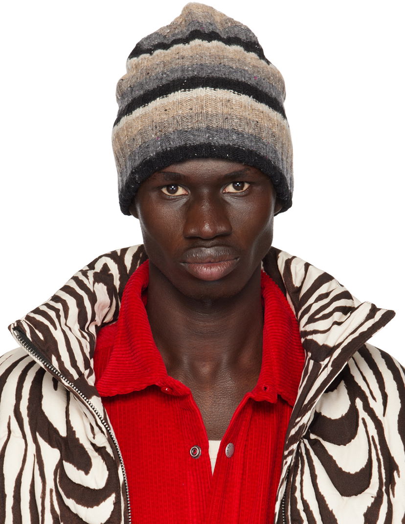 Mössa ERL Wool Striped Beanie Brun | ERL09K007