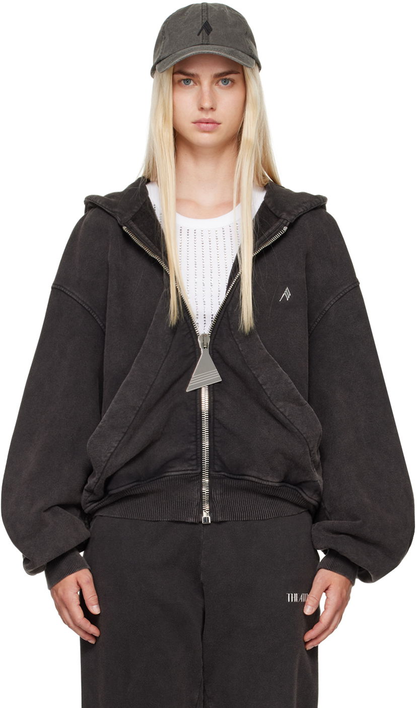 Sweatshirt The Attico The Attico Faded Zip-Up Hoodie Svart | 247WCF15 JF05