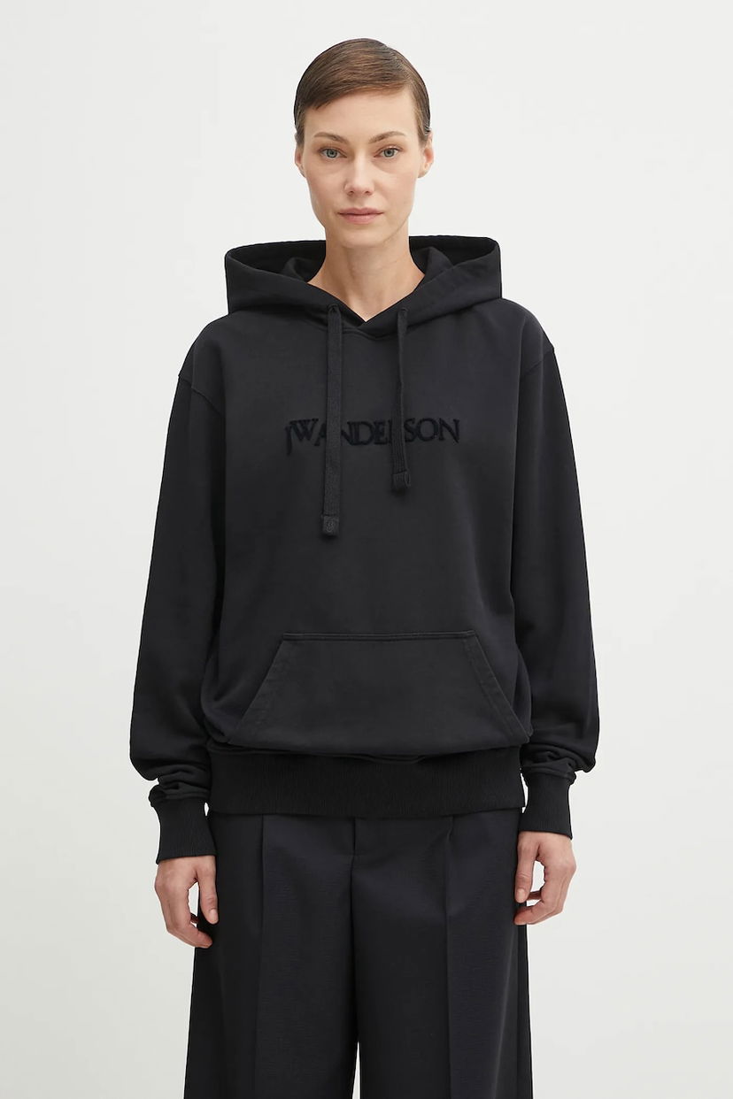 Sweatshirt JW Anderson JW Anderson Logo Embroidery Hoodie Svart | JW0231.PG1632
