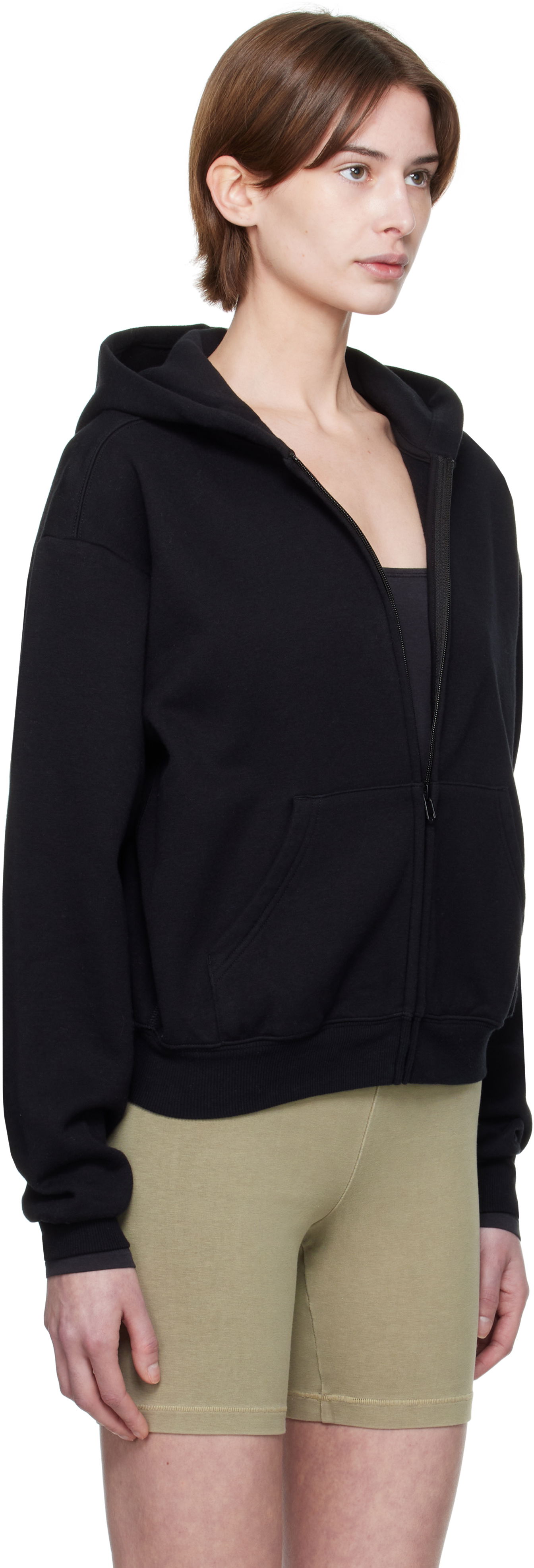 Sweatshirt SKIMS SKIMS Cotton Fleece Classic Zip Hoodie Svart | ZU-ZUP-8366W, 1