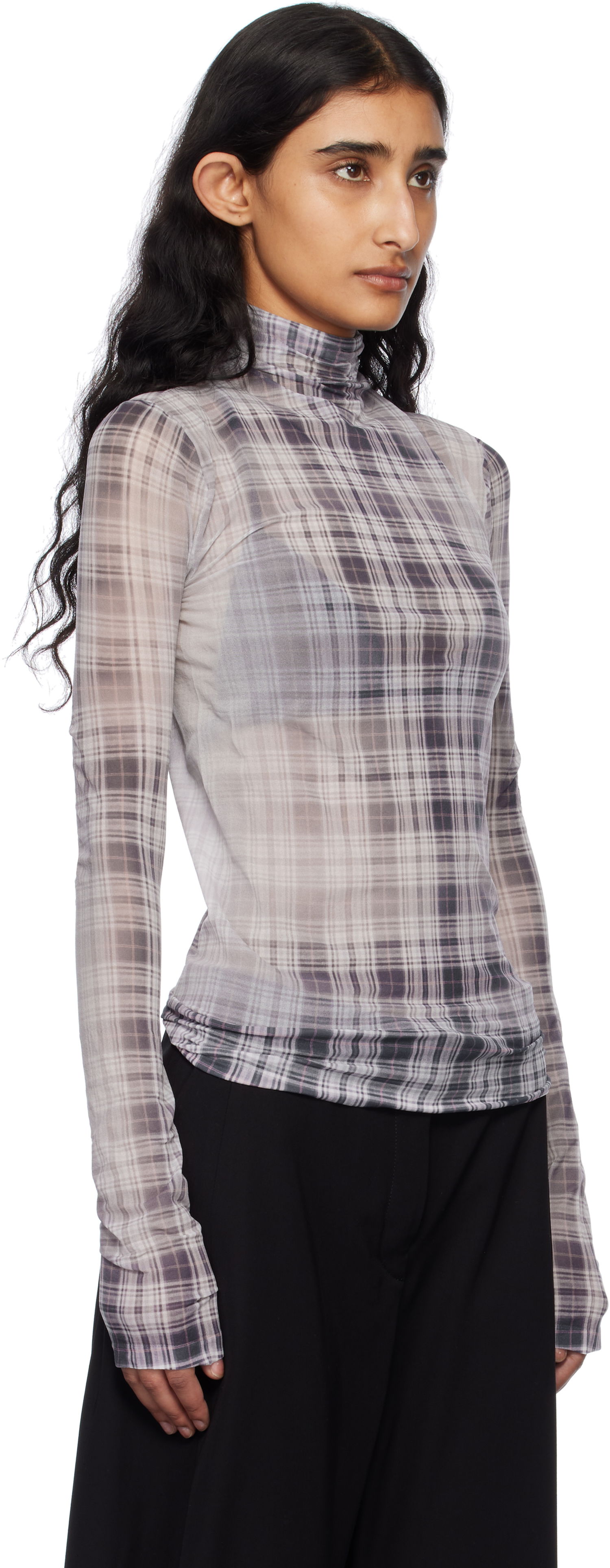 Sweater Acne Studios Acne Studios Seamless Plaid Turtleneck Grå | AL0450-, 1