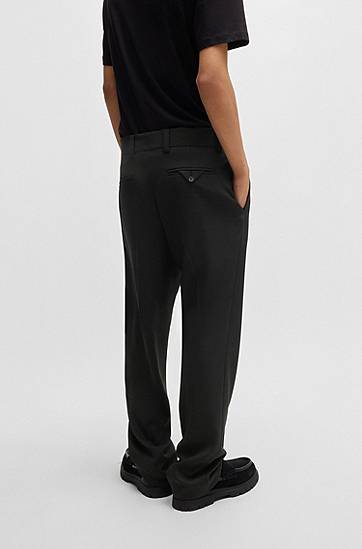 Byxor BOSS Modern-Fit Stretch Twill Trousers with Front Crease Svart | 50538671, 1
