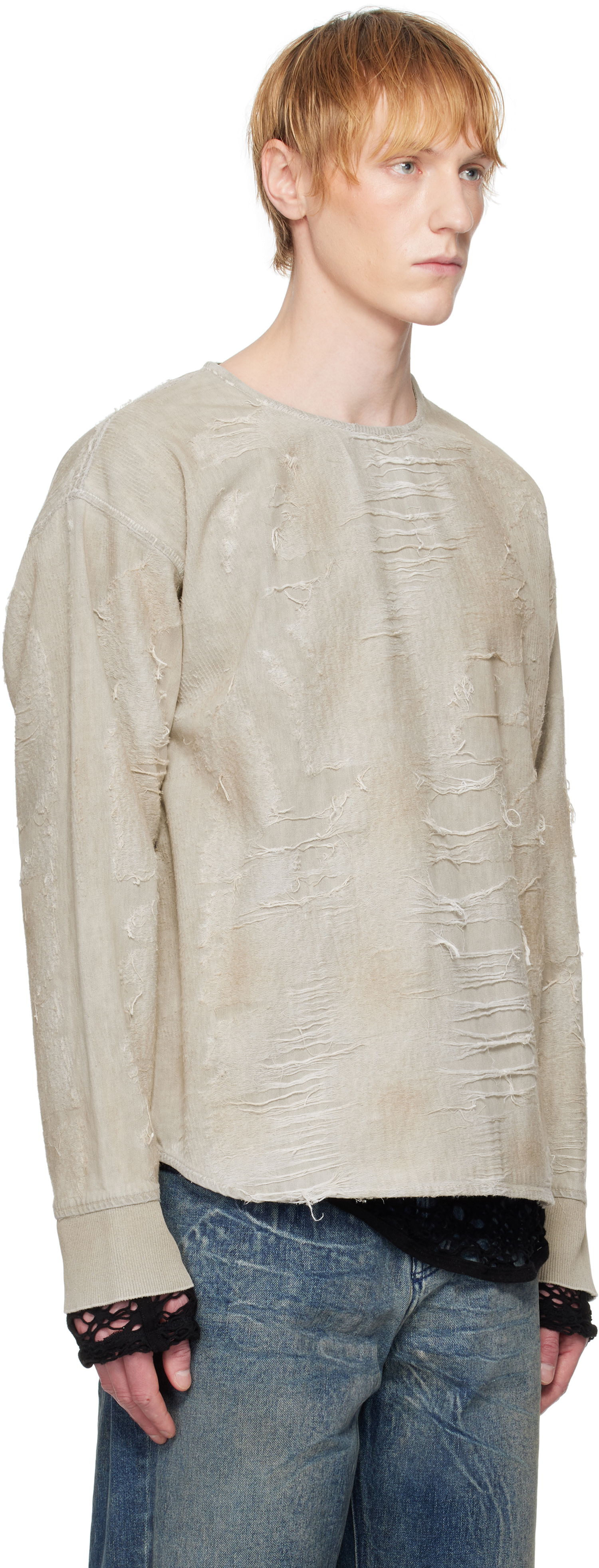 Sweater Diesel Diesel D-Just-Fsg1 Distressed Sweatshirt Beige | A18195-007AU-9DU, 1