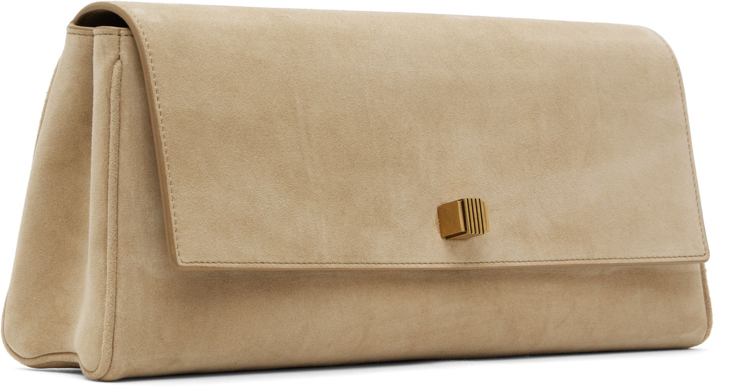 Handväska Khaite KHAITE Audrey Suede Clutch Beige | H3033-726, 1