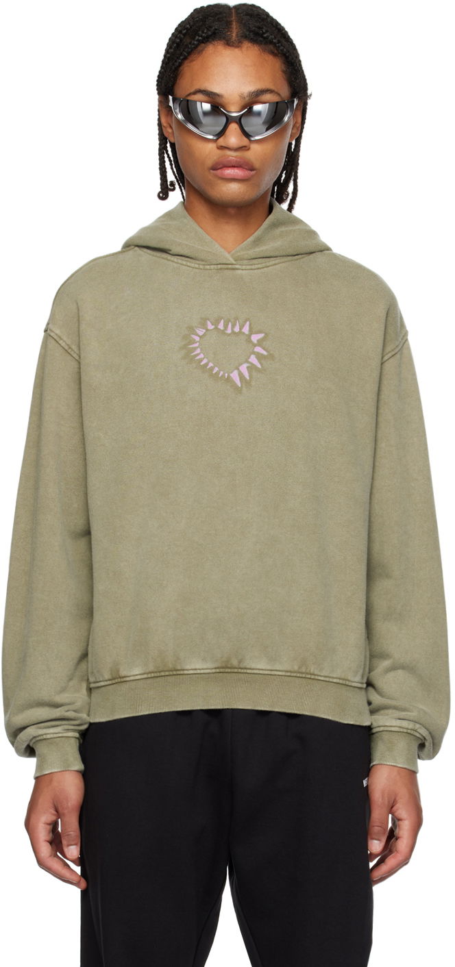 Sweatshirt We11done Printed Hoodie Grön | WD-TH3-23-806-U-KK