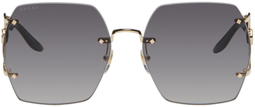 Kläder Gucci Gucci Gold Geometric Sunglasses Grå | GG1562S