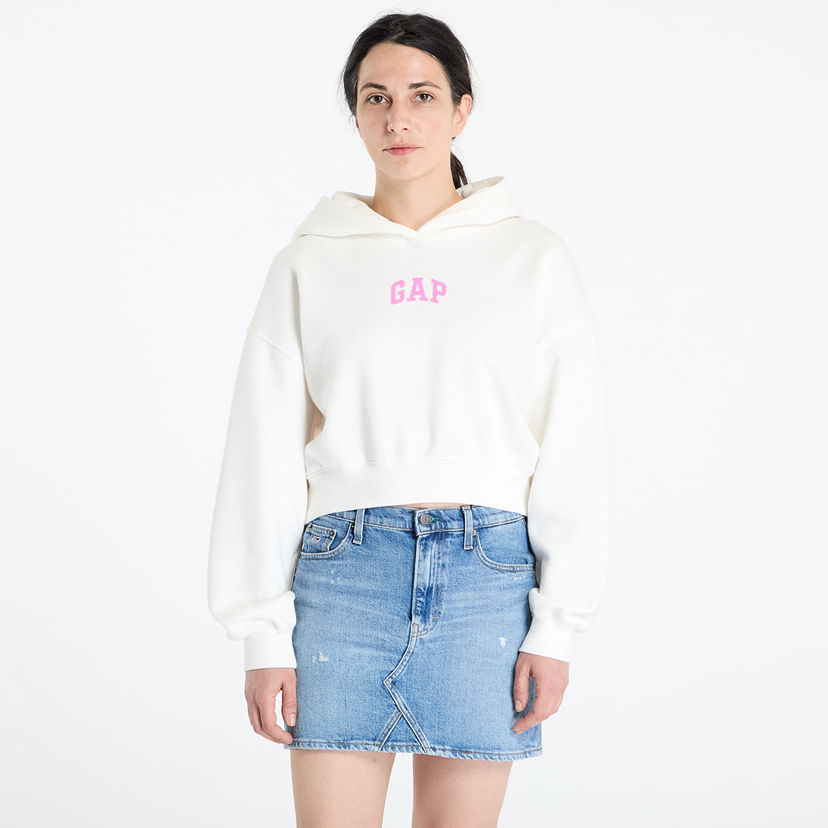 Sweatshirt GAP GAP Logo Cropped Hoodie Vit | 841725-09