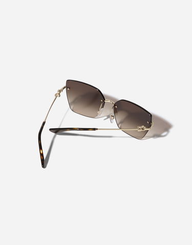 Solglasögon Dolce & Gabbana Dolce & Gabbana Dg Flip New Arrivals Rimless Gradient Geometric Gold-Tone Sunglasses Brun | VG2321VM2139V000, 3