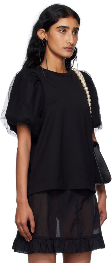 T-shirt Simone Rocha Simone Rocha Tulle Overlay Puff Sleeve T-Shirt Svart | 5397 0553, 1