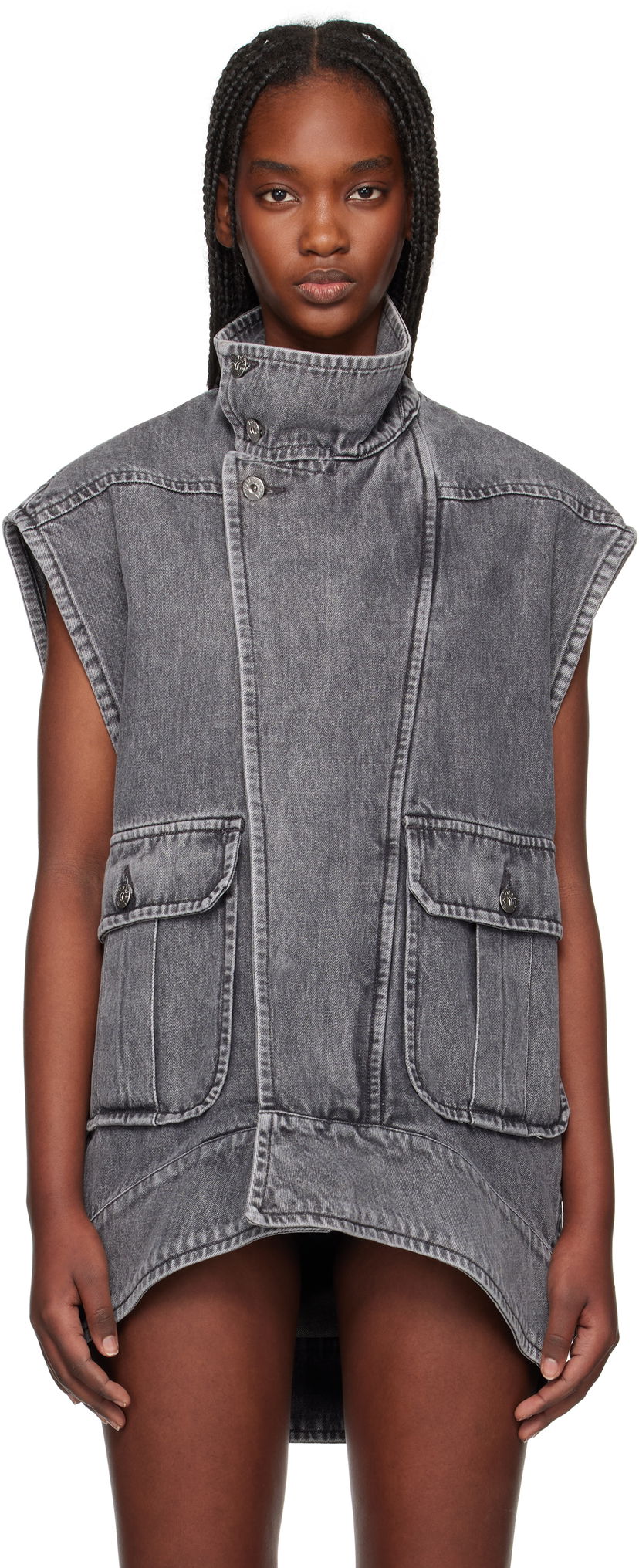 Väst JW Anderson JW Anderson Oversized Sleeveless High Neck Vest Grå | DJ0037-PG1745