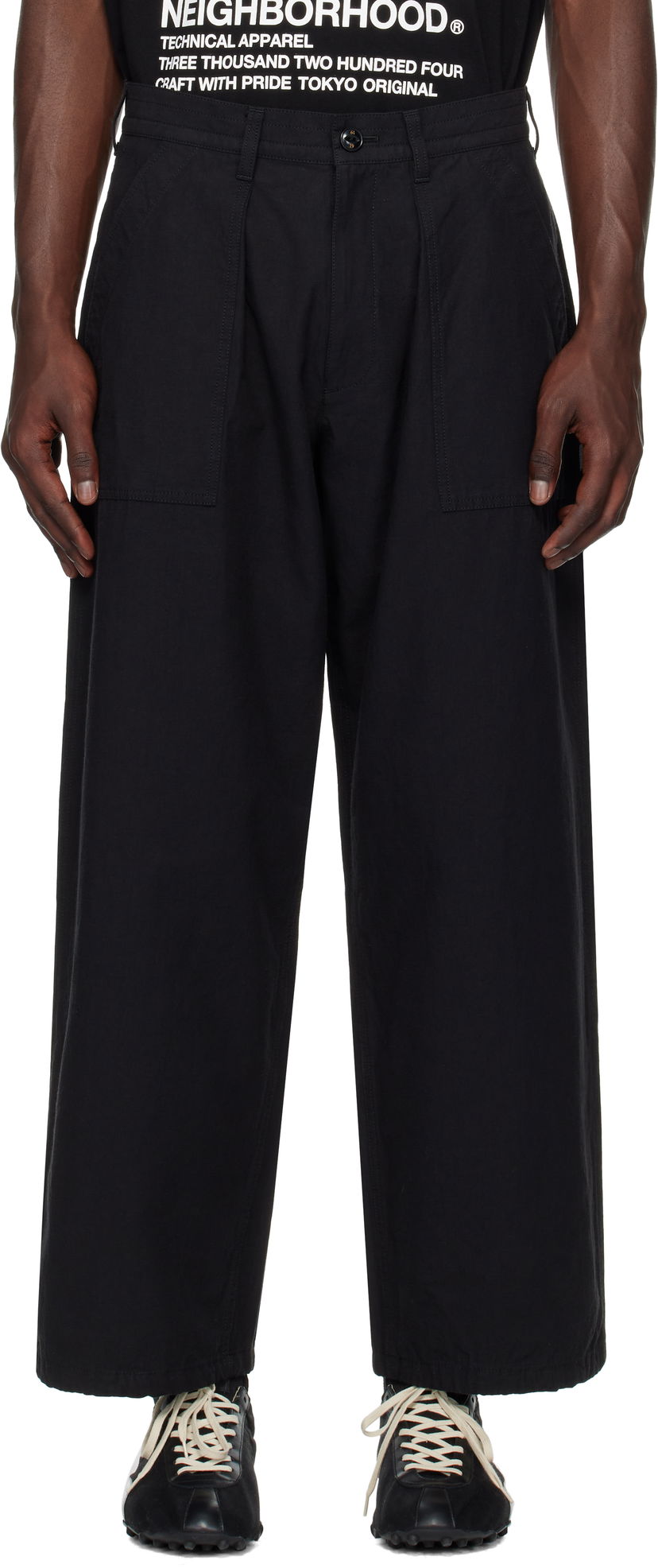 Byxor Neighborhood Neighborhood Wide Baker Trousers Svart | 251ZANH-PTM07
