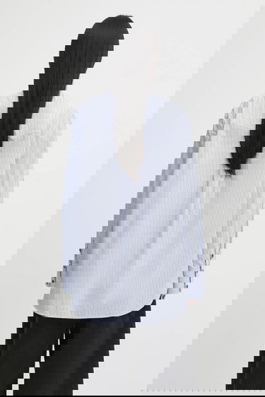 Skjorta GANNI Stripe Cotton Oversized relaxed classic collar shirt Blå | W0826, 2