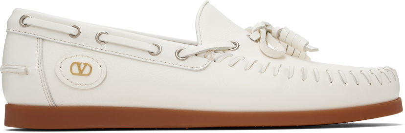 Sneakers och skor Valentino Valentino Garavani Palm Avenue Buffalo Leather Boat Shoes Vit | 7Y2S0K85PNJ