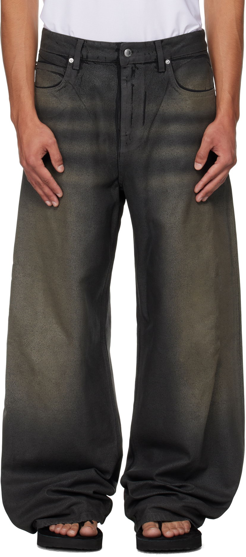 Jeans Alexander Wang Alexander Wang Faux Leather Relaxed Fit Jeans Svart | 6DC3254807