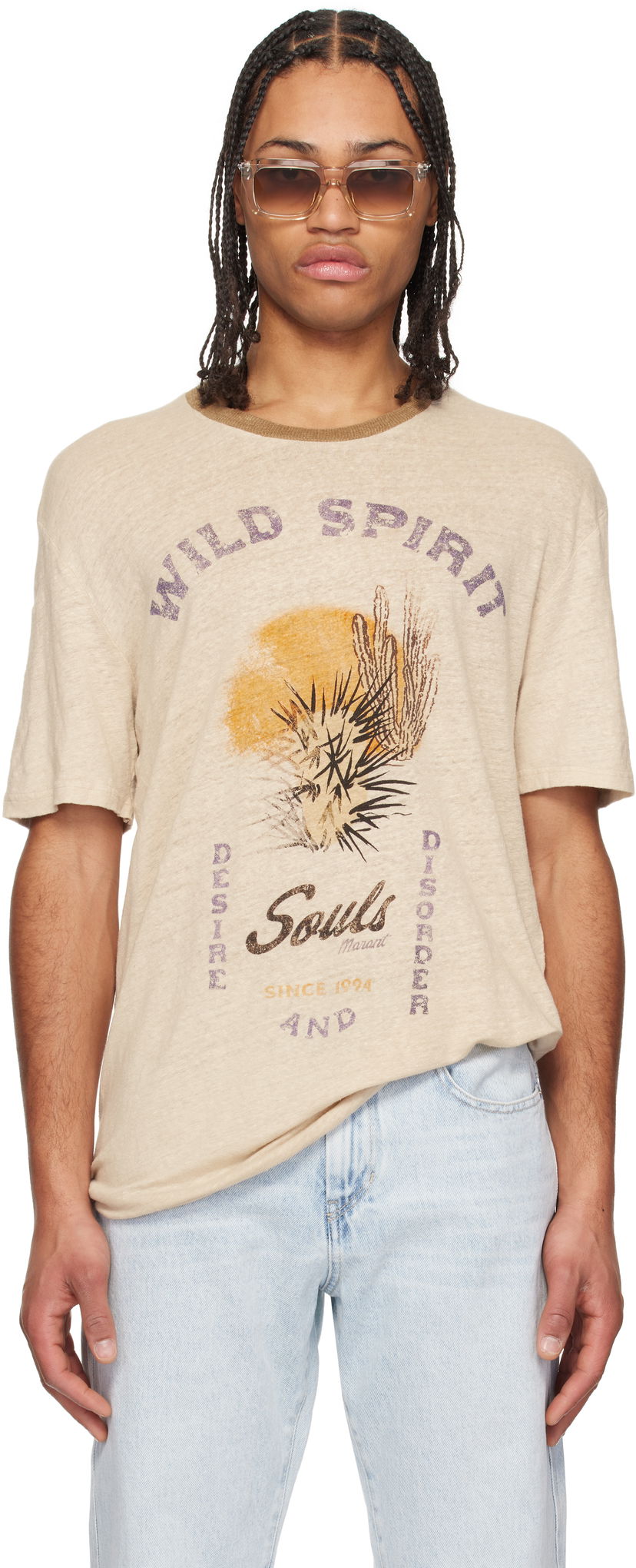 T-shirt ISABEL MARANT Isabel Marant Honore Graphic T-Shirt Beige | 25PTS0052HC-C1N09H