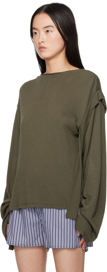 Sweater Ottolinger Ottolinger Deconstructed Linen Longsleeve T-Shirt Grön | 10510120601, 3