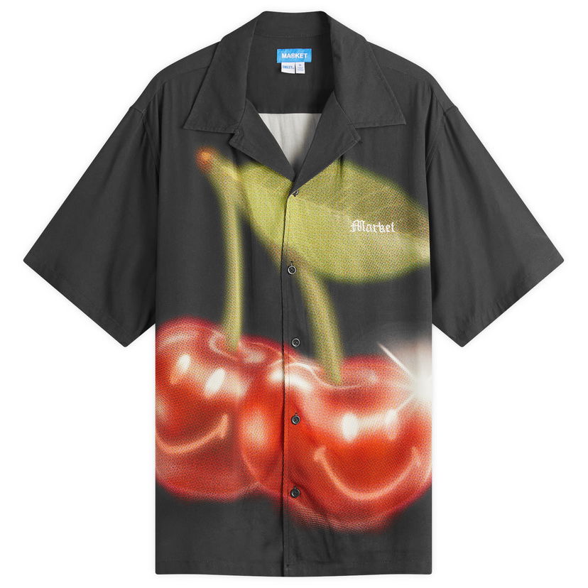 Skjorta MARKET Smiley Cherries Vacation Shirt, Size Large Svart | 369000165-BLK
