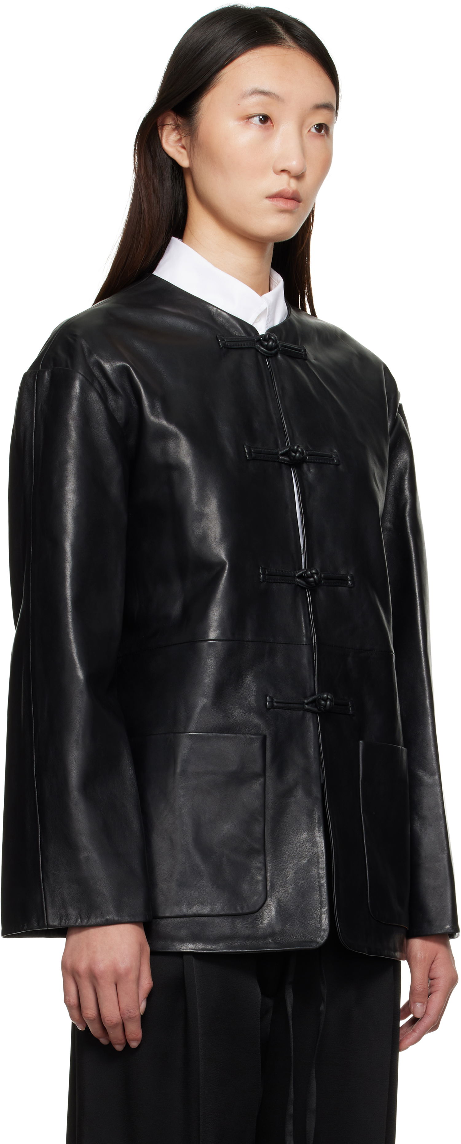 Jacka Róhe Róhe Mandarin Leather Jacket Svart | 416-11-073, 1