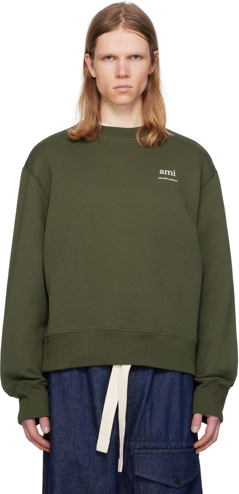 Sweater AMI AMI Paris Cotton Sweatshirt Grön | HSW048.JE0120