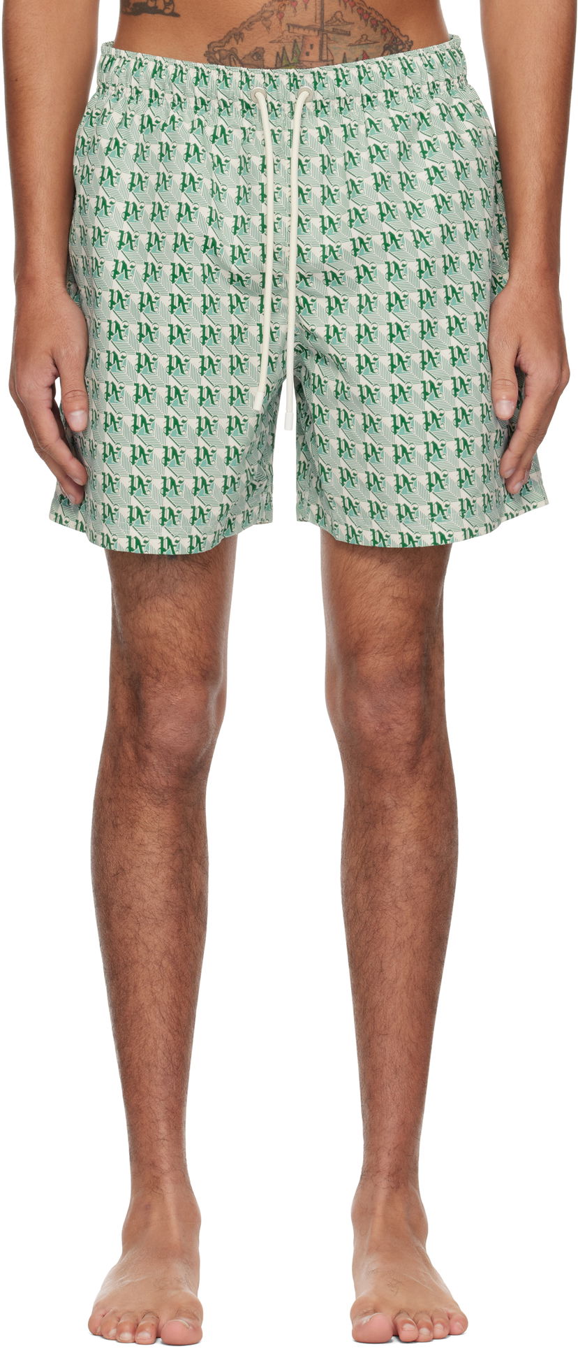 Badkläder Palm Angels Palm Angels 'PA' Diamond Print Swim Shorts Grön | PMFD012S25FAB004550B
