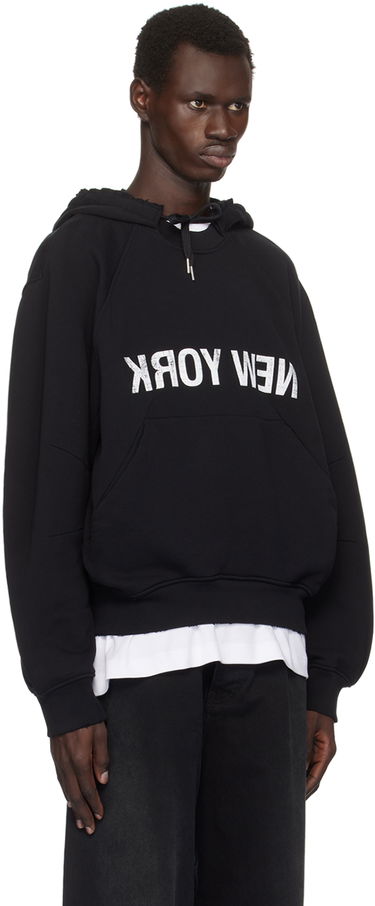 Sweatshirt Helmut Lang 'New York' Graphic Print Hoodie Svart | O06HM515, 1