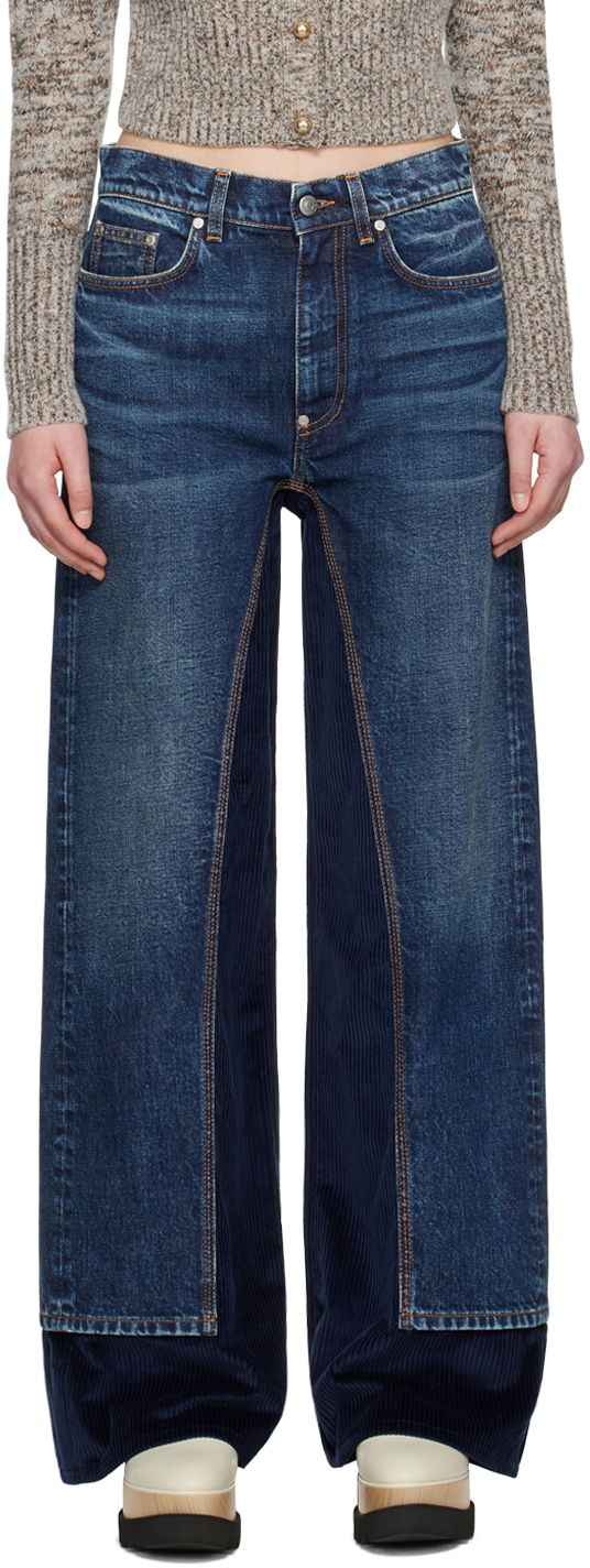 Jeans Stella McCartney Stella McCartney High-Rise Straight Leg Jeans Blå | 6D02893SPH82