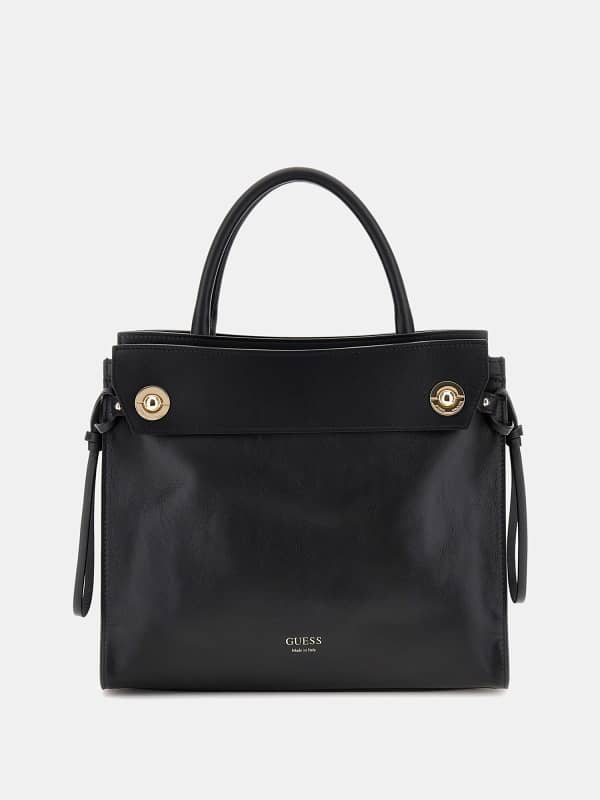 Handväska GUESS Leather Handbag Svart | HWBIAAL5117