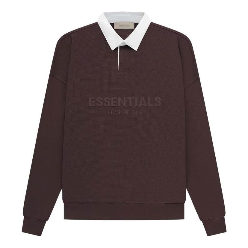 Polotröja Fear of God Essentials Waffle Long Sleeve Polo Brun | FOG-SS23-054