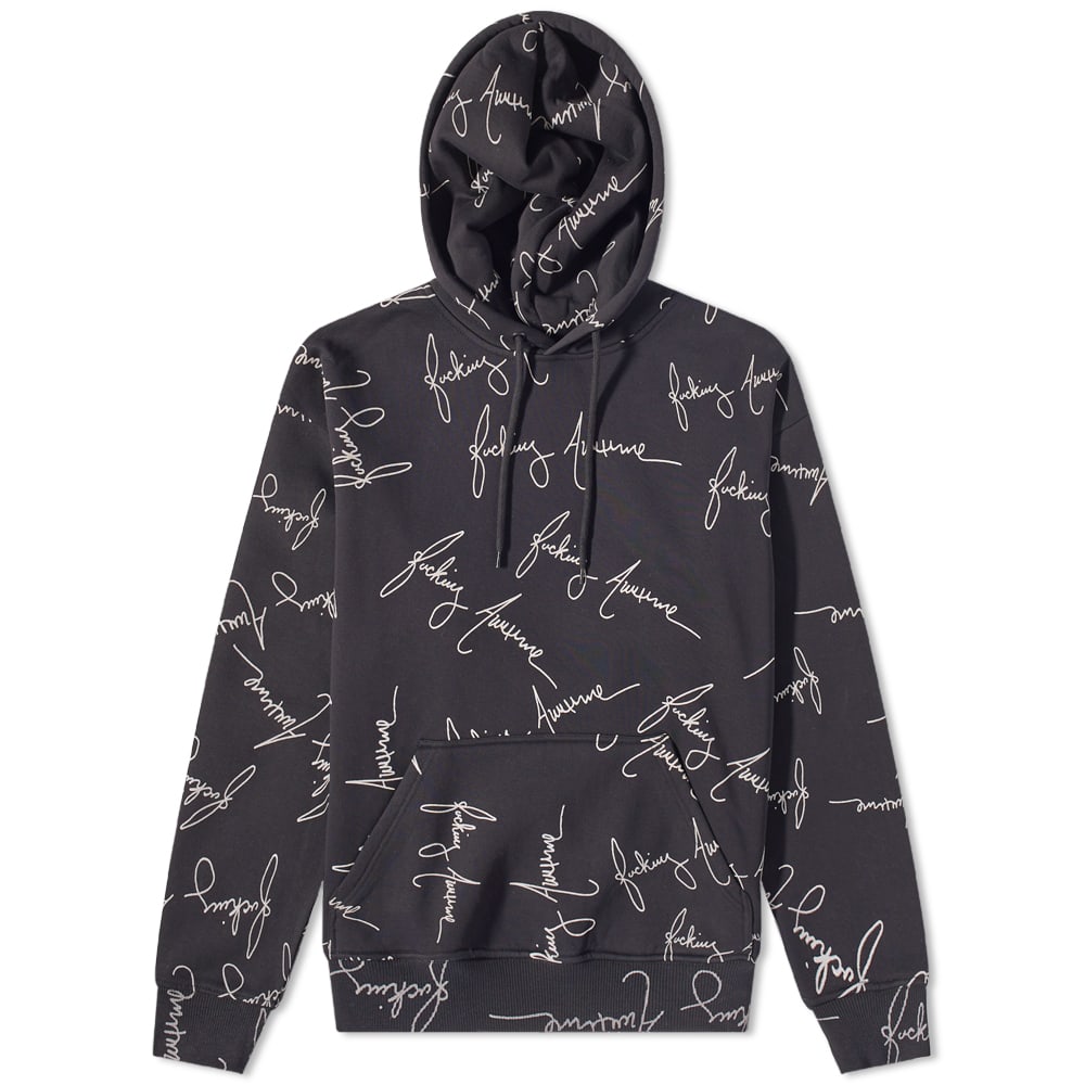 Sweatshirt Fucking Awesome Cursive Hoody Svart | FA1675-BLK, 0