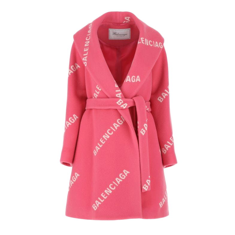 Rockar Balenciaga Printed Wool Blend Coat Rosa | BCA121SWE01601RED, 0