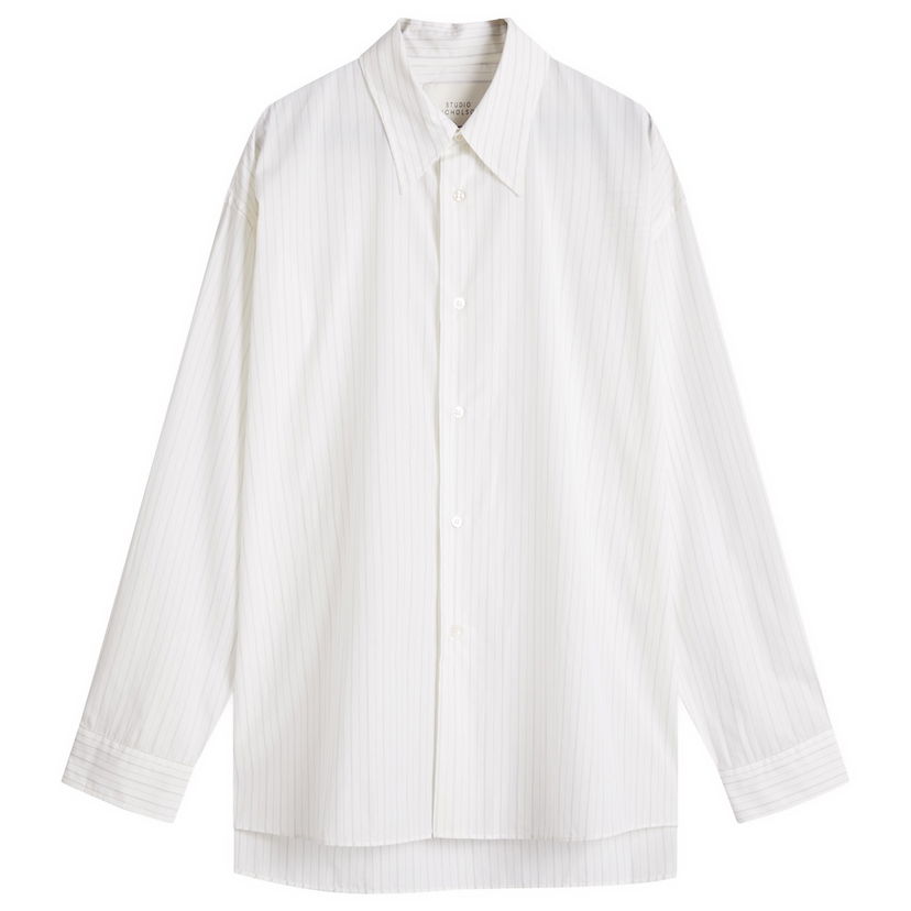 Skjorta Studio Nicholson Studio Nicholson Boxy French Placket Shirt, Size Large Vit | LOCHESNM-1164-ECB